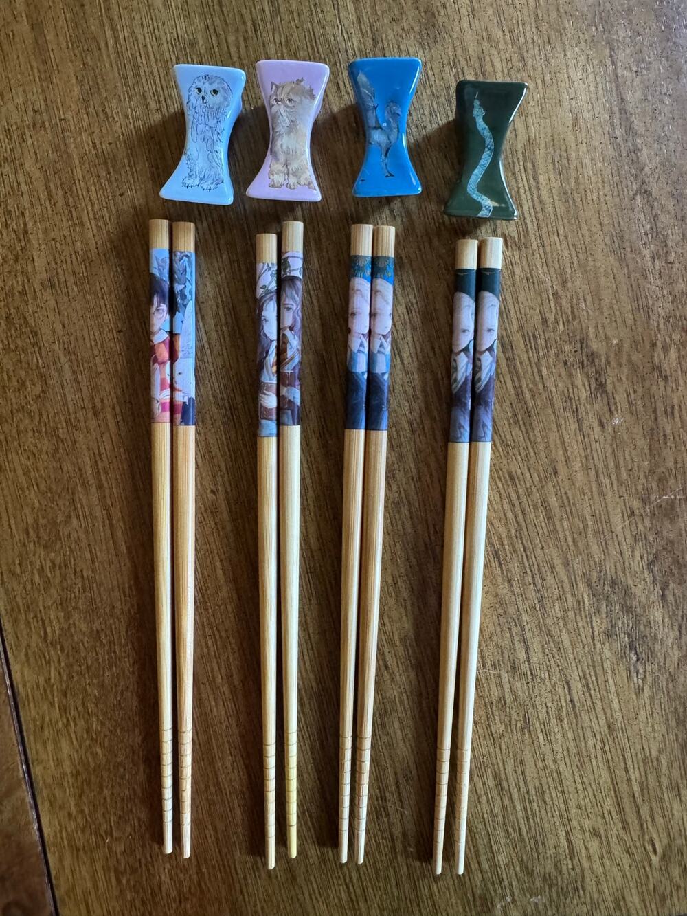 RARE Harry Potter Mahou Dokoro Japan Chopstick Hashioki Set 8pc Hedwig Draco